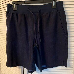 Lululemon Men’s T.H.E. Short Linerless 7” Gravel Dust True Navy Multi Size M